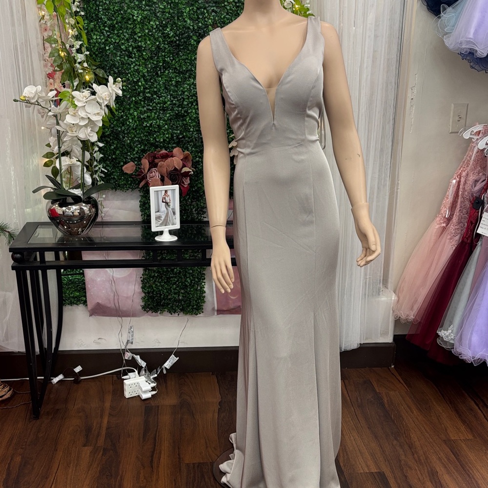 Sophisticated Silver Sleeveless Gown